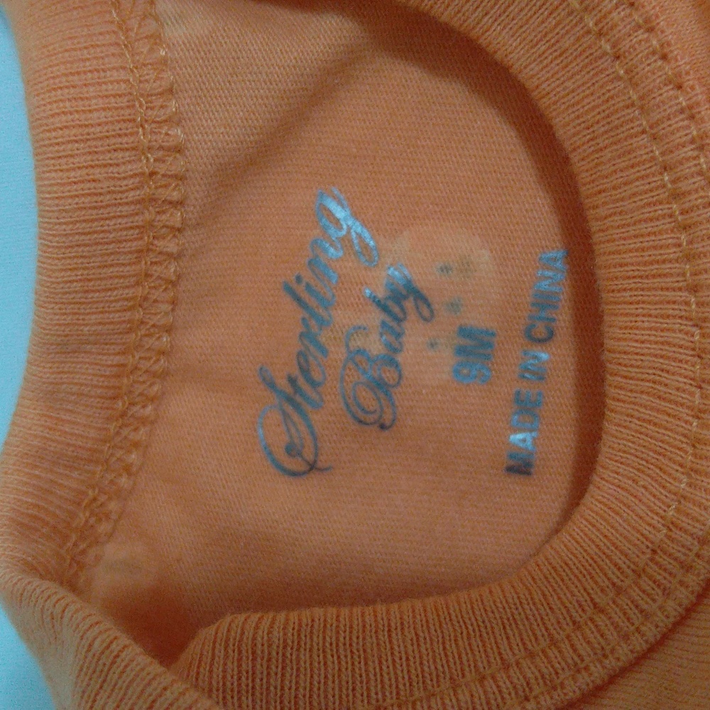 Sterling Cute Baby Girl Bunny Print 2 Bundle Bodysuits in Orange and Cream Set - Picture 4 of 12